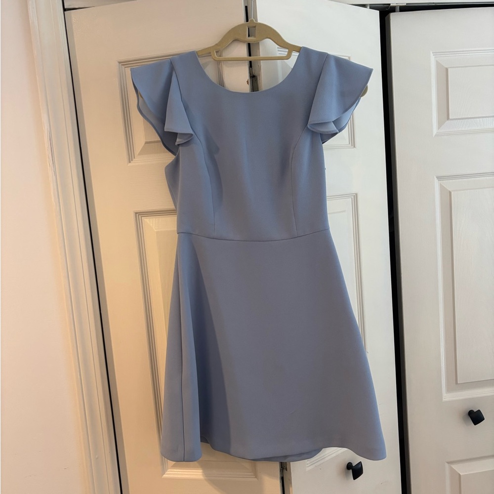 Blue Ruffle Sleeve cocktail dress